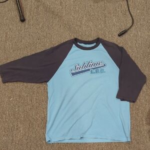 Men's Blue and Black Raglan Tee